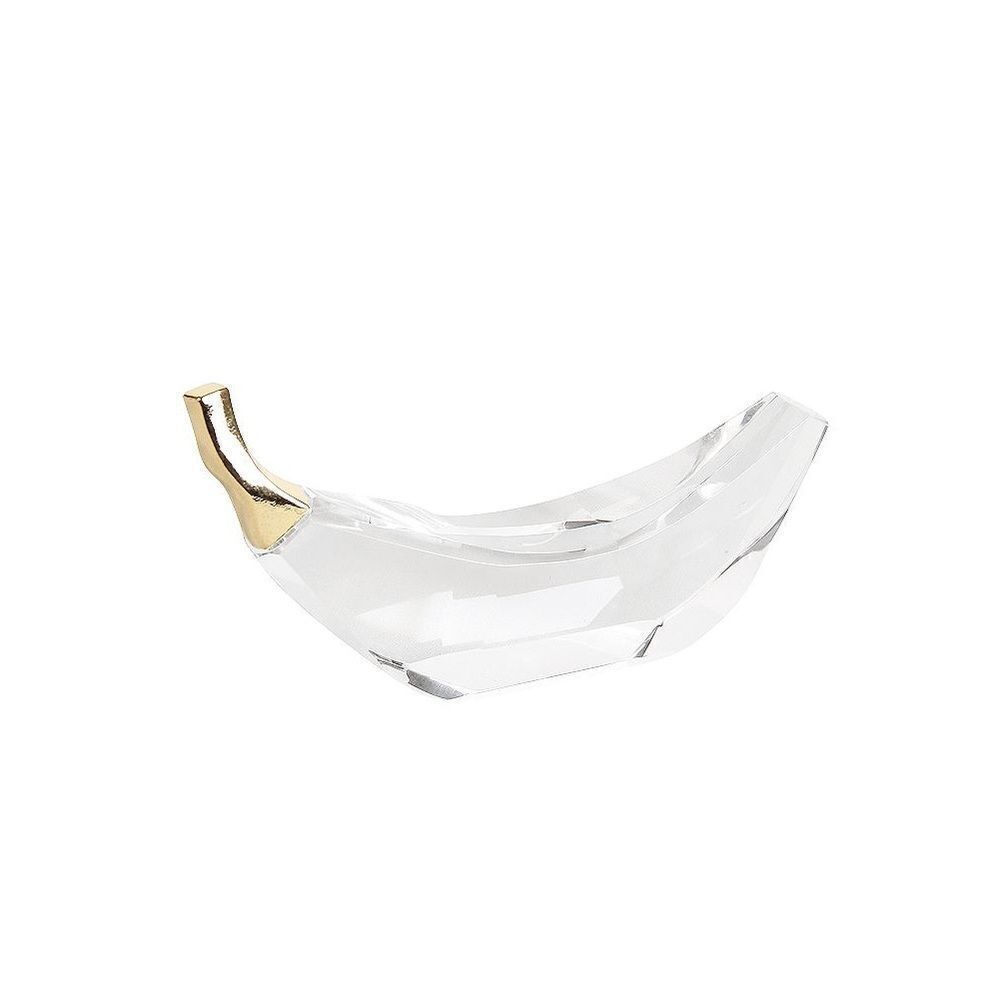 Elegant Crystal Banana Figurine with Gold Accent